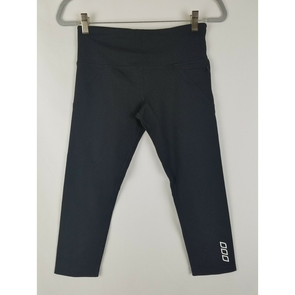 Lorna Jane women 4 black cropped workout legging athletic gym running hiking